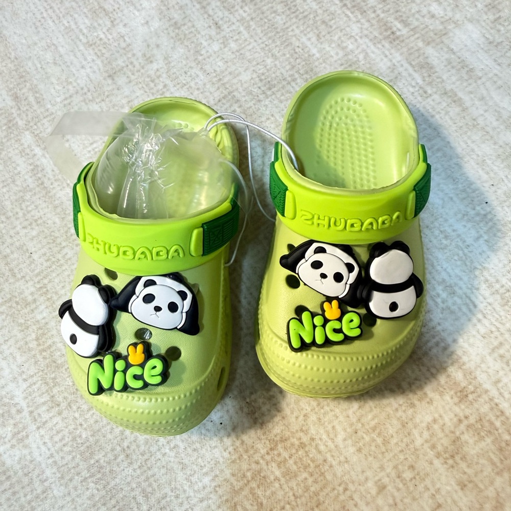 Kids Lime Green Panda Clog Sandals - Toddler Shoes Size 7C-8C 14 cm Insole